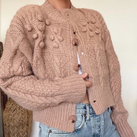 Pink Fuzzy Pom Pom Cardigan - New - Picture 5 of 7